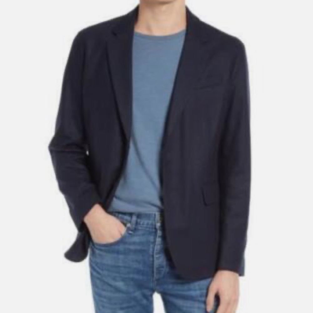 Rag & Bone Deconstructed Razor Wool Blend Blazer jacket size 46 Navy